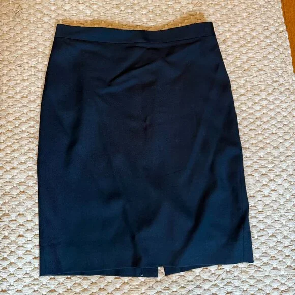 J Crew Size 4 Black Skirt Wool Super 120's - Picture 3 of 5